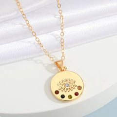 Colorful Rhinestones Evil Eye Protector Gold Necklace