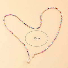 Wrap Around Colorful Beads Necklace With Shell Pendant