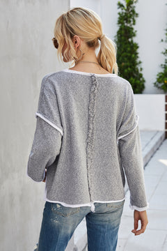 Round Neck Dropped Shoulder Sweater - Cozy and Versatile
