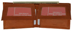 Men's  Genuine Leather Bi-fold 9" x 3.5" Flip Wallet - Assorted Colors