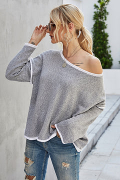 Round Neck Dropped Shoulder Sweater - Cozy and Versatile