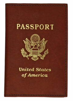 Soft Genuine Leather Passport Holder with a Fancy USA Logo - Unisex