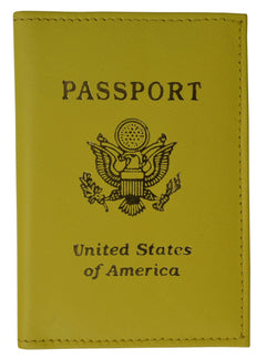 Soft Genuine Leather Passport Holder with a Fancy USA Logo - Unisex