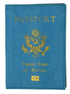 Leather USA Logo Passport Holder - Baby Blue