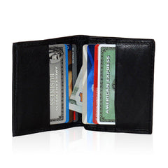 Compact RFID-Blocking Men's Multi-Card Center Flip Bifold Wallet - Burgundy