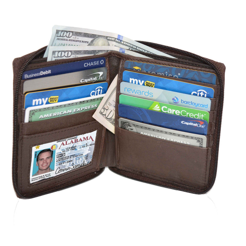 Deluxe RFID-Blocking Genuine Leather European Style Wallet - Brown