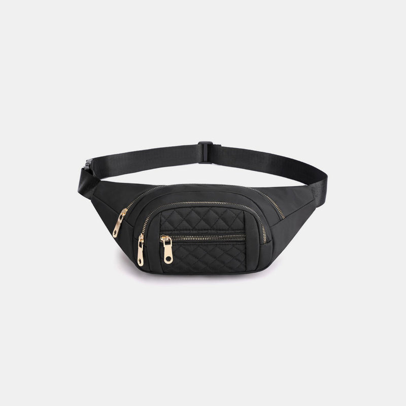 Quilted Multi-Pocket Waist Belt Bag