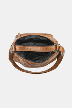 Multi-Pocket Vegan Leather Hobo Bag