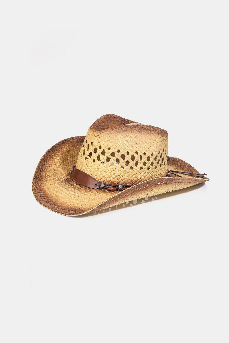 Cutout Wide Brim Straw Hat