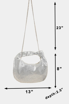 Soft Hobo Rhinestone Shoulder Handbag