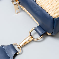 The Double Zip Straw Mini Braided Crossbody Bag