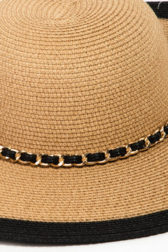Chain Black Trim Straw Hat