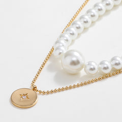 Gold-Plated Glass Pearl Necklace