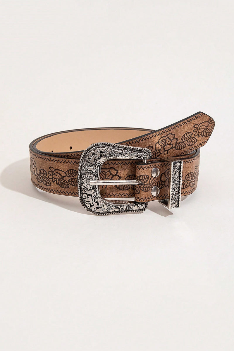 Cowgirl Light Floral PU Leather Belt.