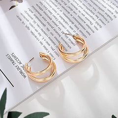Different Levels Gold Hoop Earring