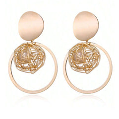 Gold Ball Of Pearl Drop Fashion Earrings