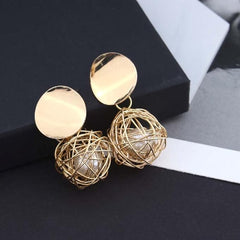 14K gold Plated Nest Pearl Ball Stud Earrings