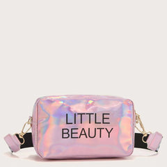Letter Graphic Holographic Crossbody Bag