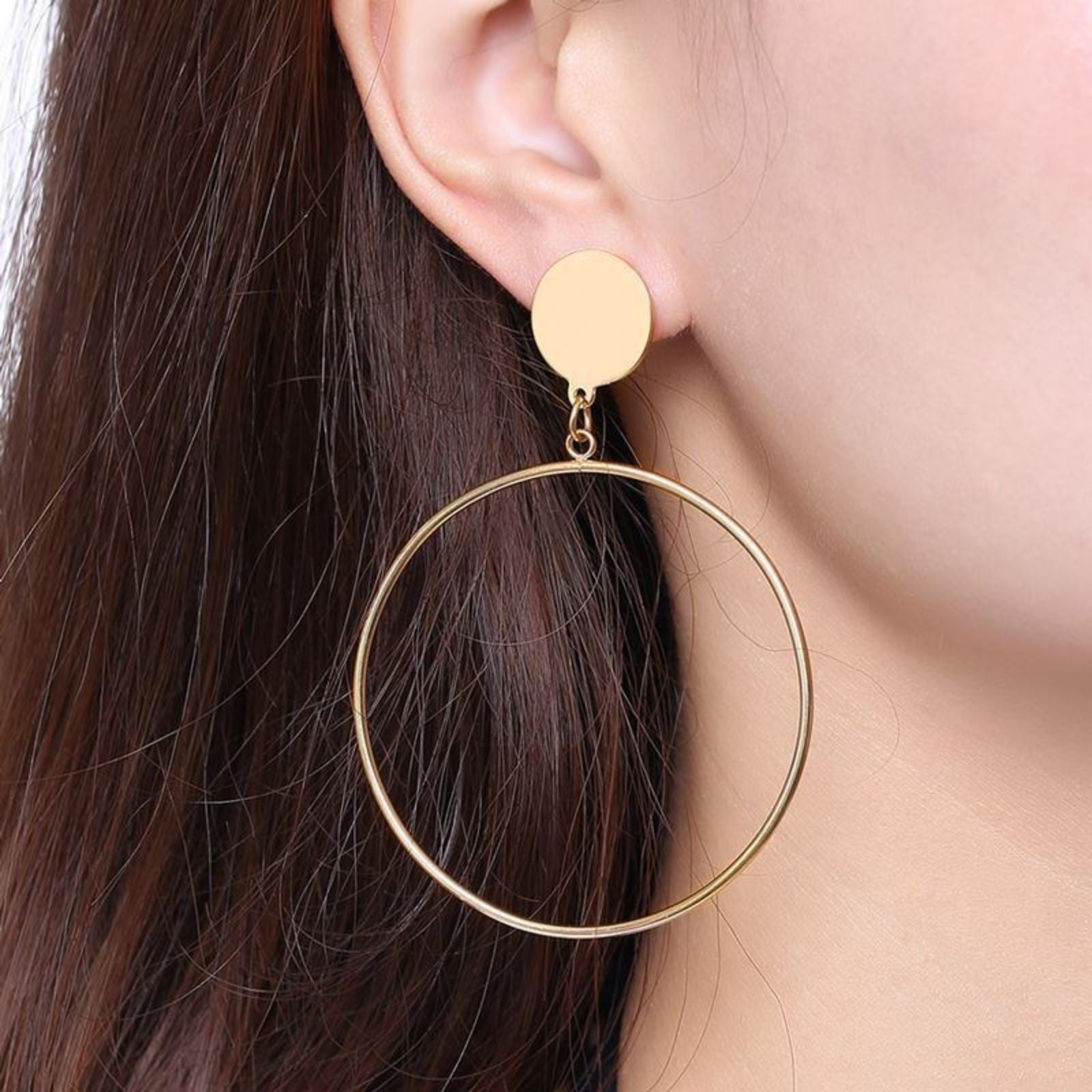 Slim Dangle Gold Hoop Earrings