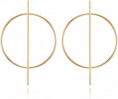 Elegant Round Geometric Stud 14K Gold Plated Earrings