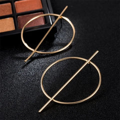 Elegant Round Geometric Stud 14K Gold Plated Earrings