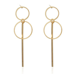Graceful 14K Gold Plated Line and Circle Drop Earring