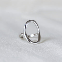 Simple And Stylish Oval 14K Gold Plated Adjustable Ring