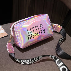 Letter Graphic Holographic Crossbody Bag
