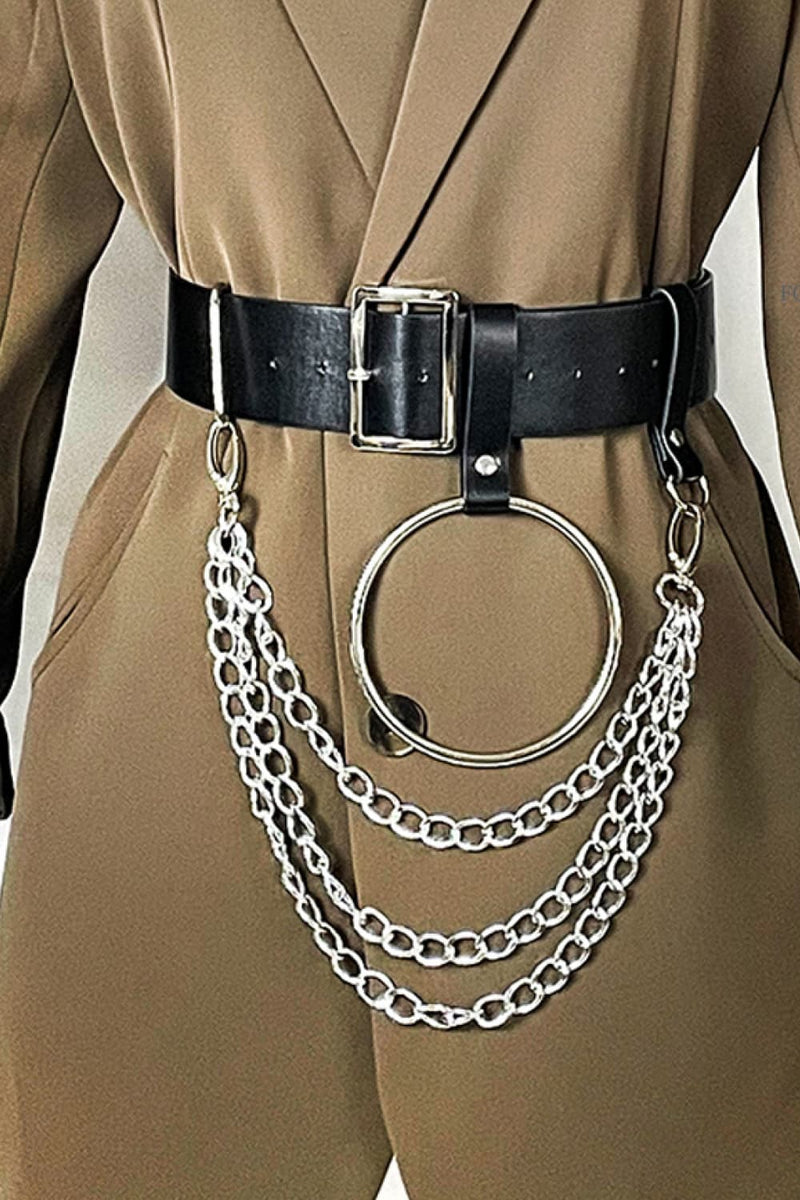 Wide Chain-Link PU Leather Belt!