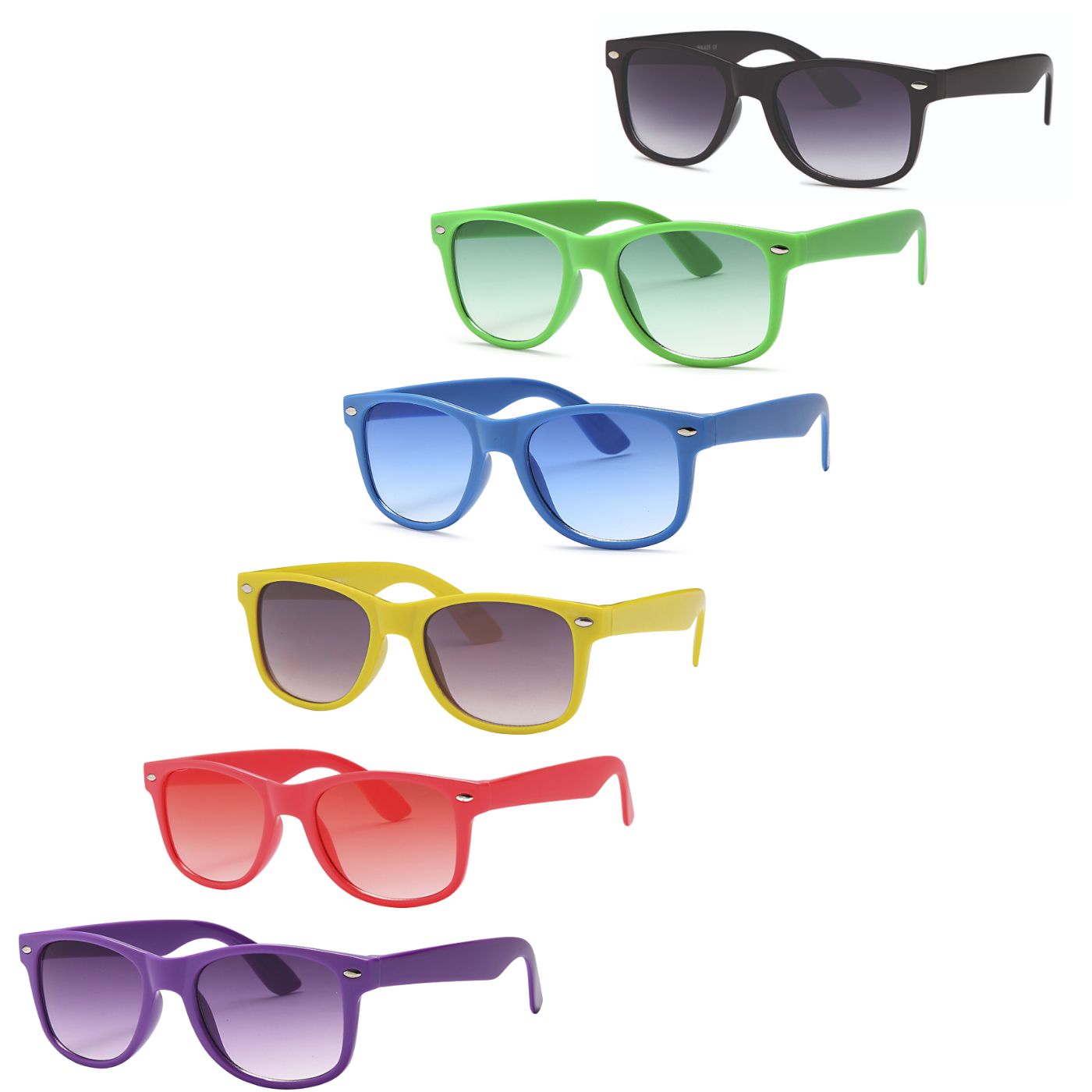 AFONiE Retro Colorblock Kids Sunglasses - Box of 12