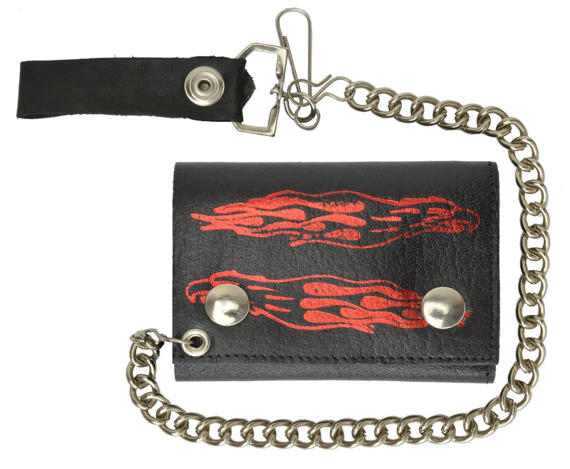 Leather Biker Wallet (Flame/Bird)