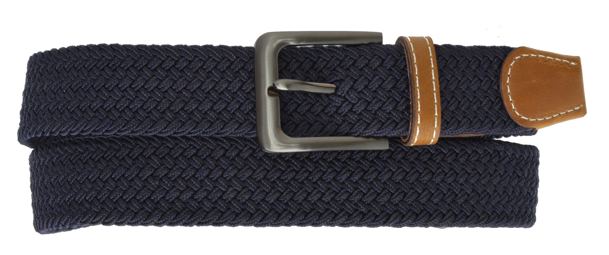 Square Silver Buckle Braided Elastic Stretch Belts