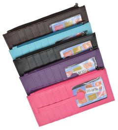 Slim Skinny Unisex  Wallet with 10 Stacked Card Pockets