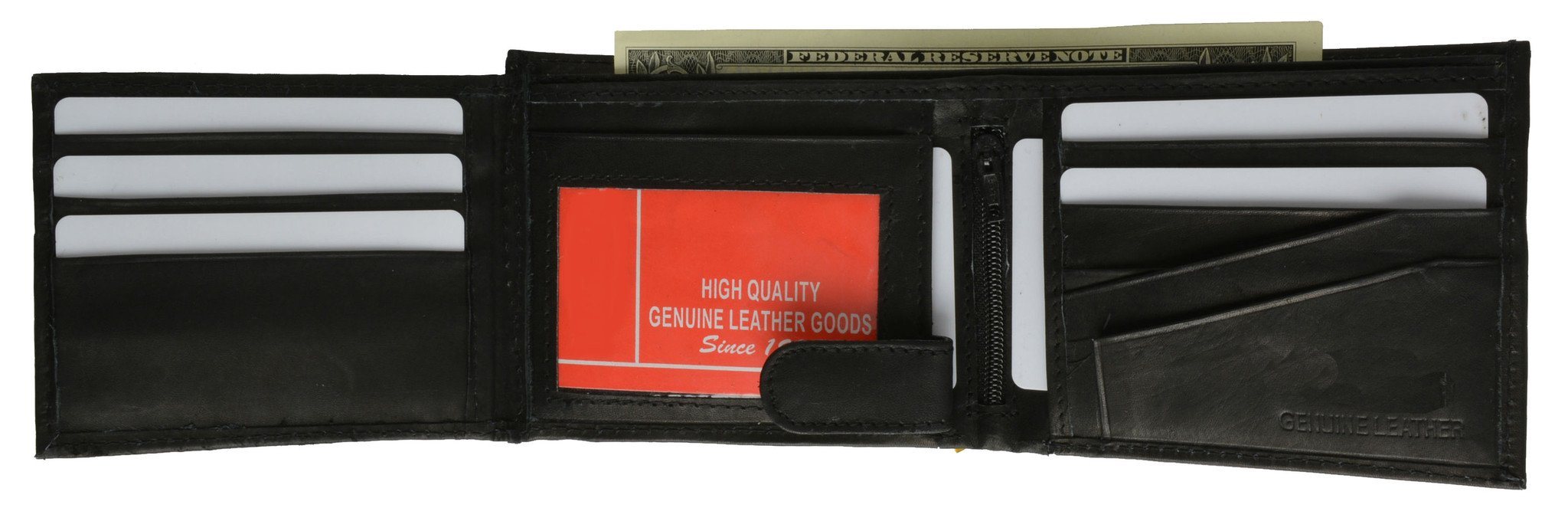 Leather Bi-Fold Wallet -Brown