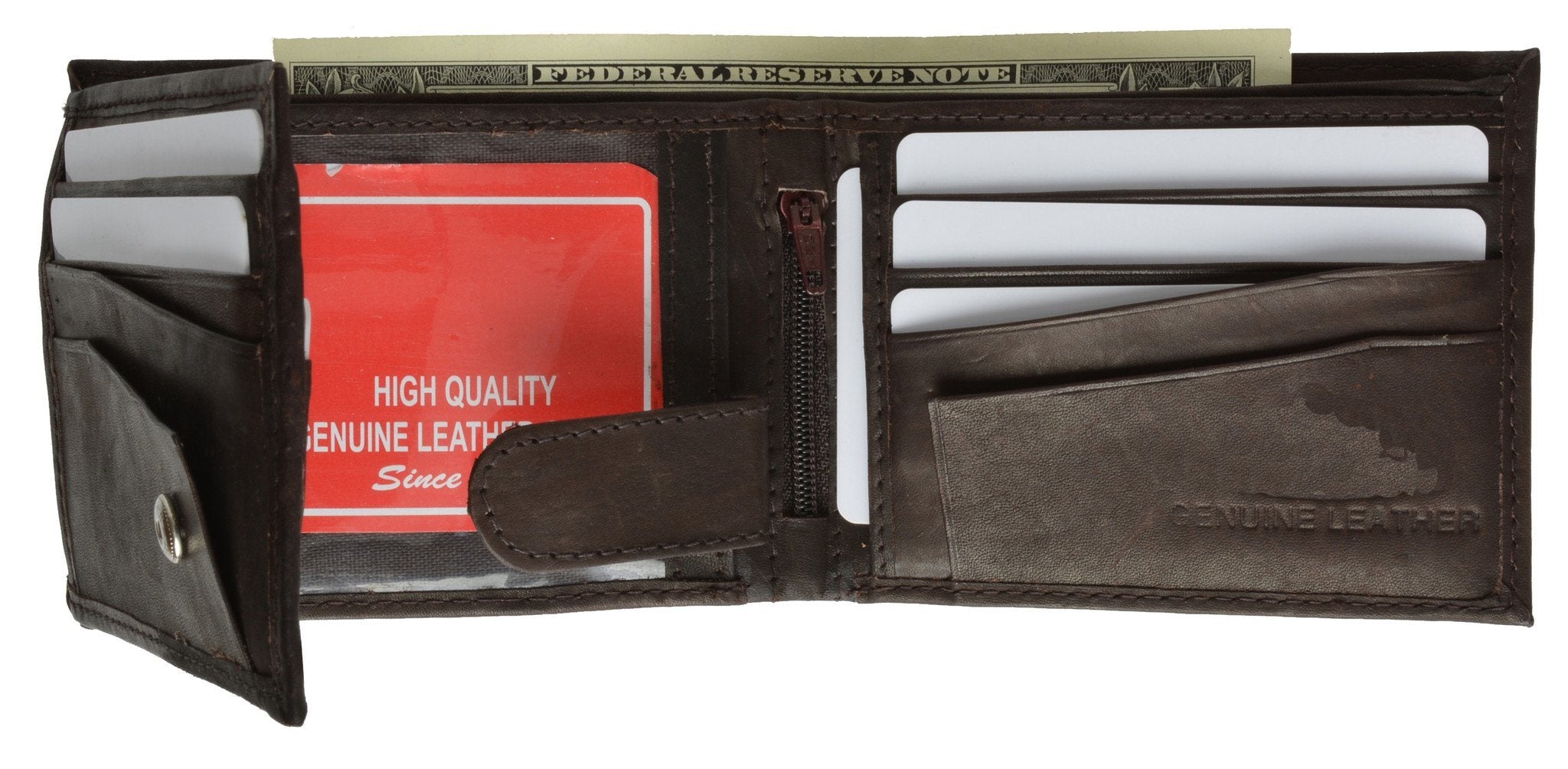 Leather Bi-Fold Wallet -Tan