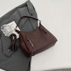 Soft Vegan Leather Zipper Hobo Bag