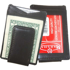 Leather Wallet with Strong Magnet Clip