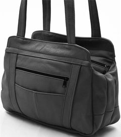 3 Compartments Tote Leather Bag
