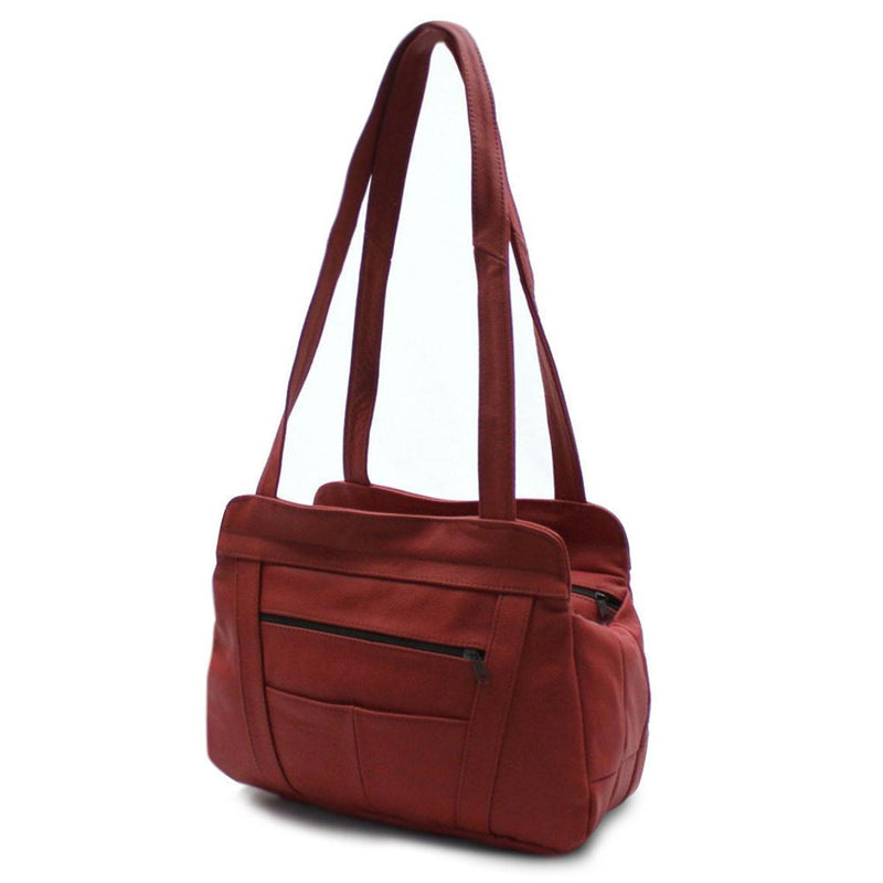 3 Compartments Tote Leather Bag