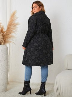 Plus Size Long Sleeve Hooded Trench Coat