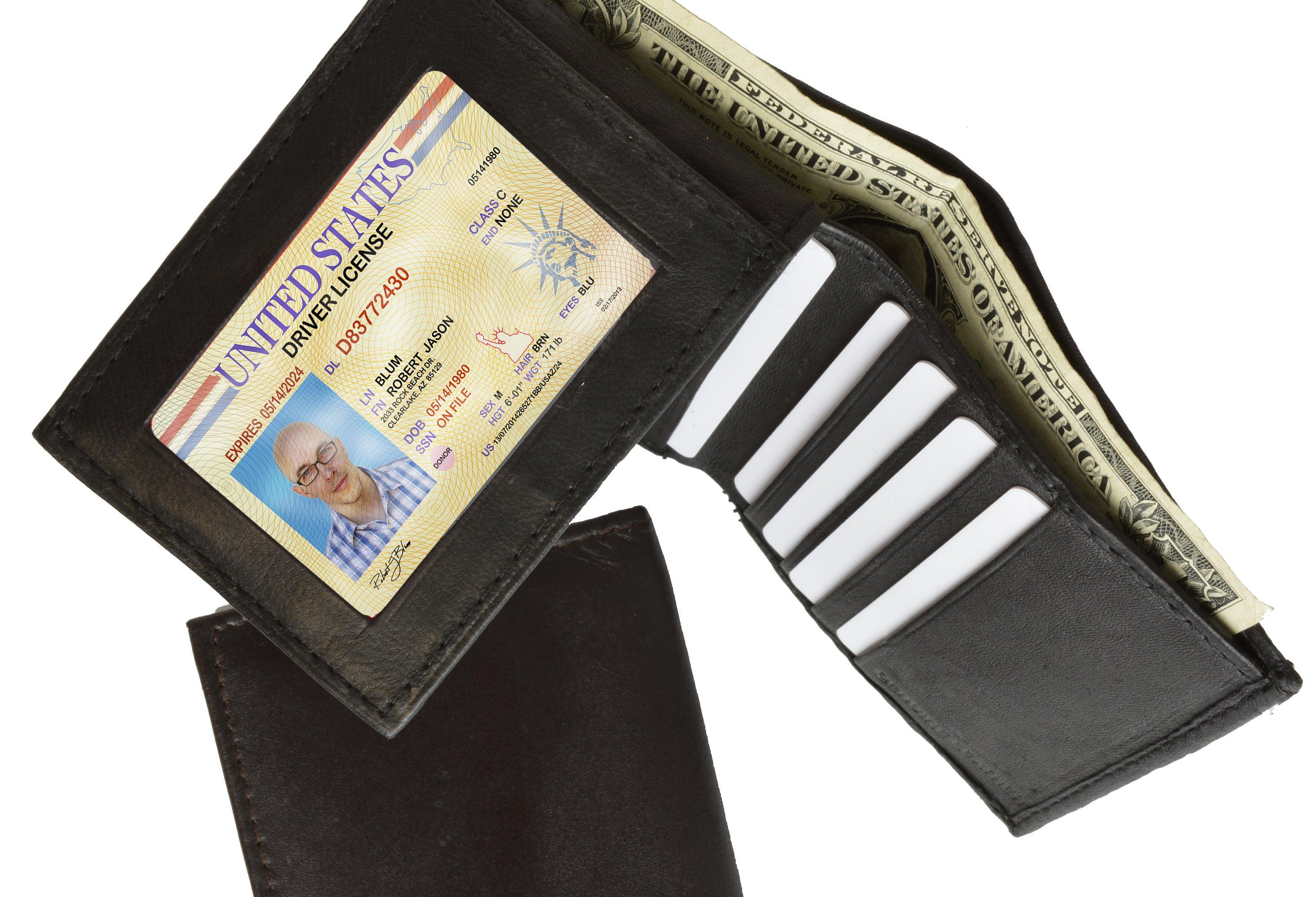 AFONiE Genuine Leather Men Bi-fold Wallet