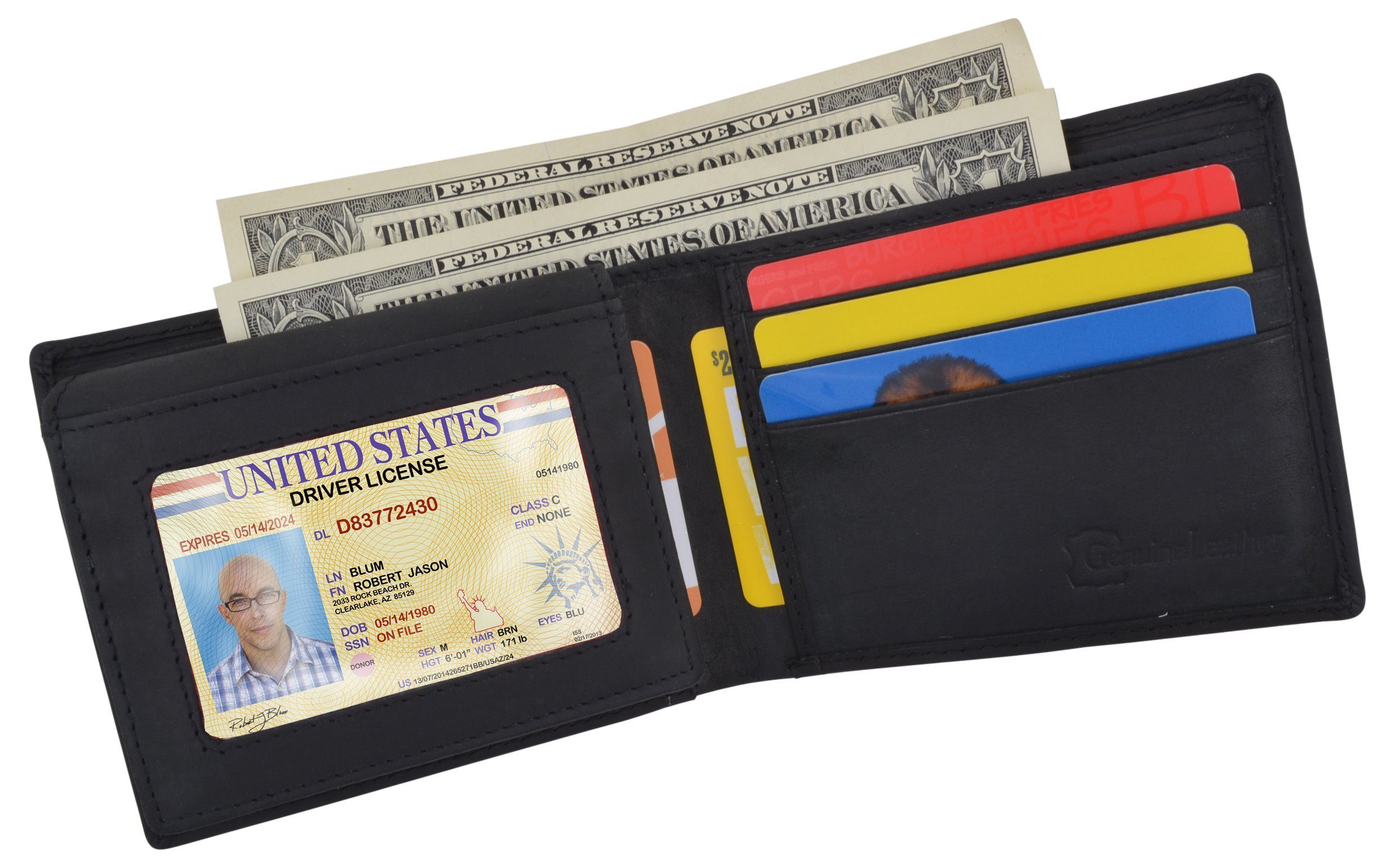 AFONiE RFID Rustic Men Wallet-Las Vegas Design Craft Stamp