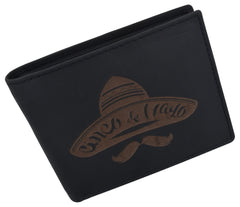 AFONiE RFID Rustic Men Wallet-Sombrero Design Craft Stamp