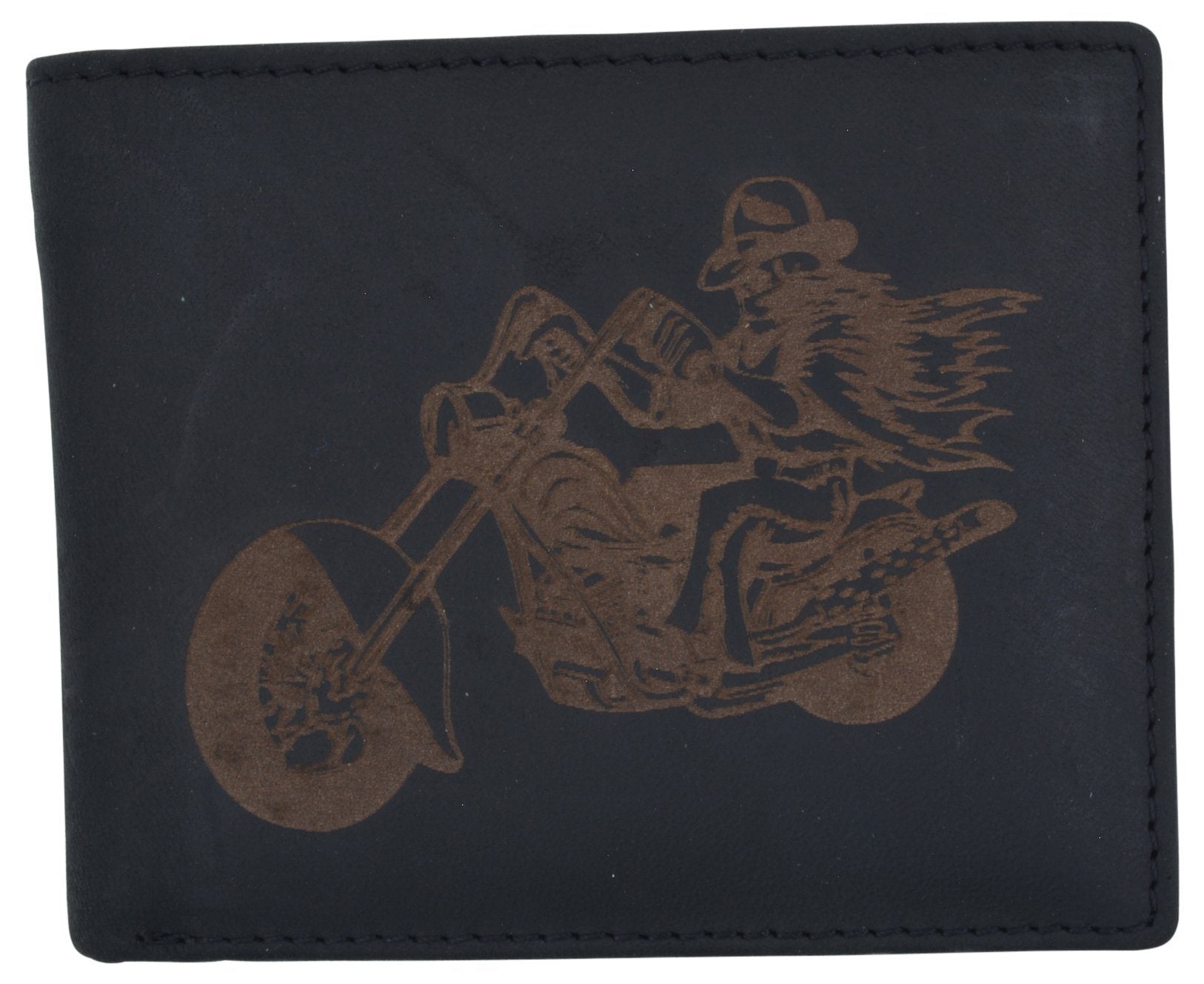 AFONiE RFID Rustic Men Wallet-Motorcycle Craft Stamp