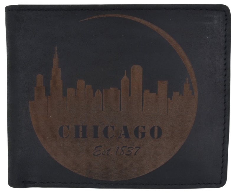  RFID Rustic Men Wallet-Chicago Design Craft Stamp