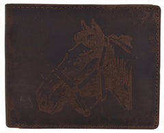 AFONiE RFID Rustic Men Wallet-Horse Design Craft Stamp