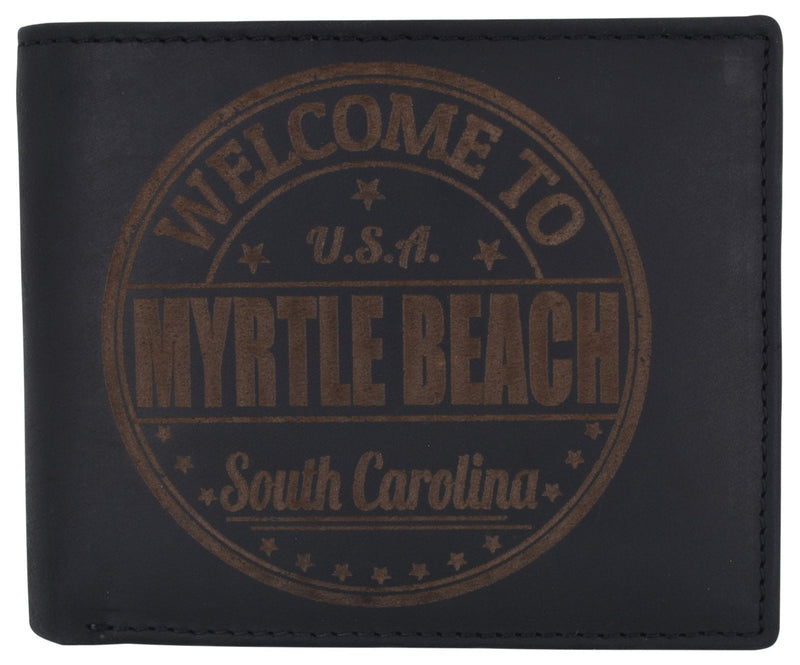  RFID Rustic Men Wallet-Myrtle Beach Design Craft Stamp