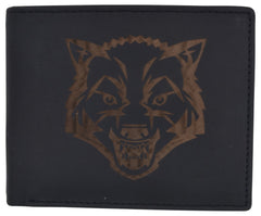  RFID Rustic Men Wallet-Wolf Design Craft Stamp