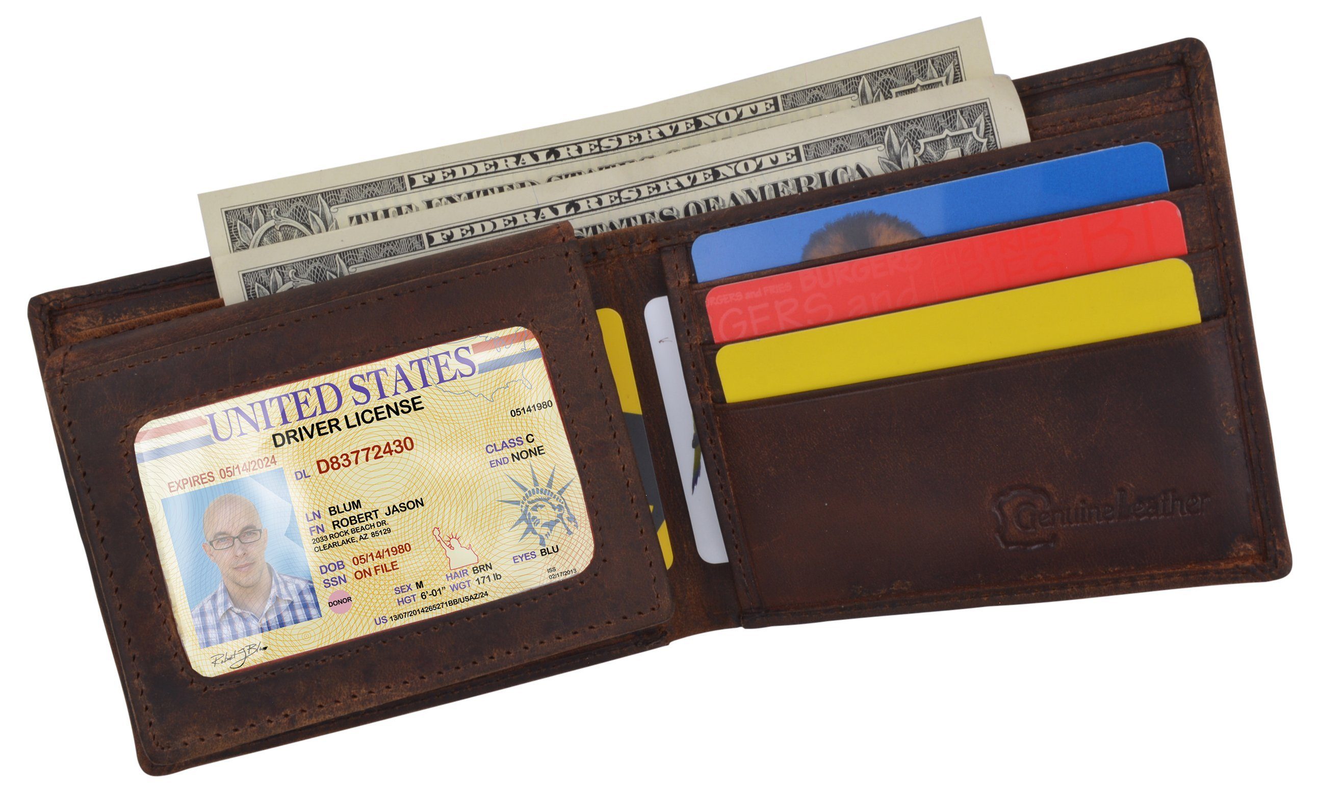 AFONiE RFID Rustic Men Wallet-Ying Yang Design Craft Stamp