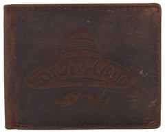 AFONiE RFID Rustic Men Wallet-Sombrero Design Craft Stamp